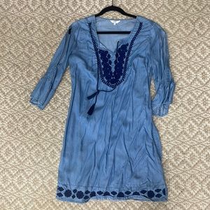 Crown and Ivy denim embroidered dress